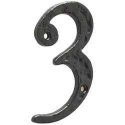 Numeral 3 - Screw Fix - 100mm - Black Antique Iron - tradefit