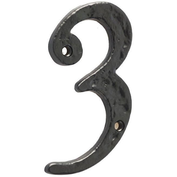 Numeral 3 - Screw Fix - 100mm - Black Antique Iron - tradefit - Featured Image