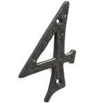 Numeral 4 - Screw Fix - 100mm - Black Antique Iron - tradefit - 1