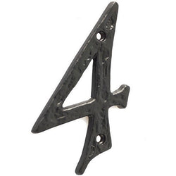 Numeral 4 - Screw Fix - 100mm - Black Antique Iron - tradefit