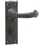 Black Iron Lever Door Handles on Backplate Traditional Canterbury Pattern Bathroom Set - 155x52mm - Black Antique Iron - tradefit - 1