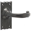 Black Iron Lever Door Handles on Backplate Traditional Canterbury Pattern Latch Set - 110x50mm - Black Antique Iron