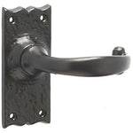 Black Iron Lever Door Handles on Backplate Traditional Canterbury Pattern Latch Set - 110x50mm - Black Antique Iron - tradefit - 1