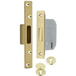 British Standard BS3621 Mortice Deadlock - 64mm Case 44mm Backset - Brass - tradefit - 1