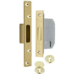 British Standard BS3621 Mortice Deadlock - 64mm Case 44mm Backset - Brass - tradefit