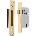 British Standard BS3621 Mortice Sashlock - 76mm Case 57mm Backset - Brass - tradefit - 1