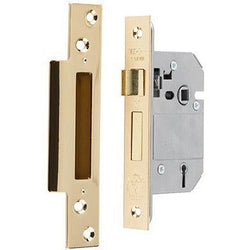 British Standard BS3621 Mortice Sashlock - 76mm Case 57mm Backset - Brass - tradefit