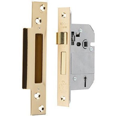 British Standard BS3621 Mortice Sashlock - 76mm Case 57mm Backset - Brass - tradefit - Featured Image