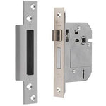 British Standard BS3621 Mortice Sashlock - 64mm Case 44mm Backset - Satin Chrome - tradefit - 1