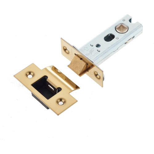 3 inch/76mm Tubular Latch Fire Rated Bolt Through - 57mm Backset - PVD Brass - tradefit