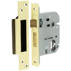 Oval Profile Sashlock Case - 76mm Case 57mm Backset - Polished Brass - tradefit