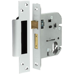 Oval Profile Sashlock Case - 76mm Case 57mm Backset - Satin Chrome - tradefit