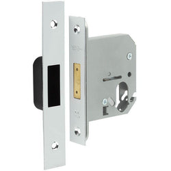Oval Profile Deadlock Case - 76mm Case 57mm Backset - Polished Chrome - tradefit