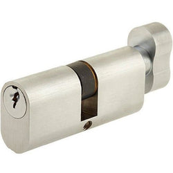 Oval Thumbturn Cylinder Lock - 40x40mm - Satin Chrome - Keyed to Differ - tradefit