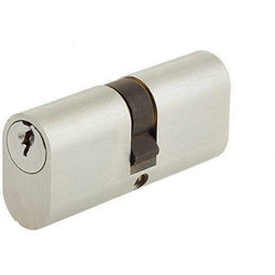 Oval Double Cylinder Lock - 40x40mm - Satin Chrome - Keyed to Differ - tradefit