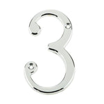Numeral 3 - Screw Fix - 75mm - Polished Chrome - tradefit - 1
