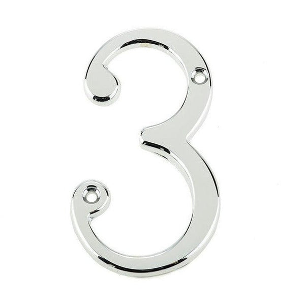Numeral 3 - Screw Fix - 75mm - Polished Chrome - tradefit - Featured Image