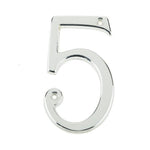 Numeral 5 - Screw Fix - 75mm - Polished Chrome - tradefit - 1