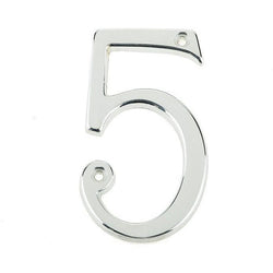 Numeral 5 - Screw Fix - 75mm - Polished Chrome - tradefit