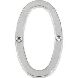 Numeral 0 - Screw Fix - 75mm - Satin Chrome - tradefit