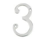 Numeral 3 - Screw Fix - 75mm - Satin Chrome - tradefit - 1