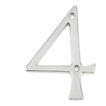 Numeral 4 - Screw Fix - 75mm - Satin Chrome - tradefit - 1
