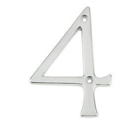 Numeral 4 - Screw Fix - 75mm - Satin Chrome - tradefit