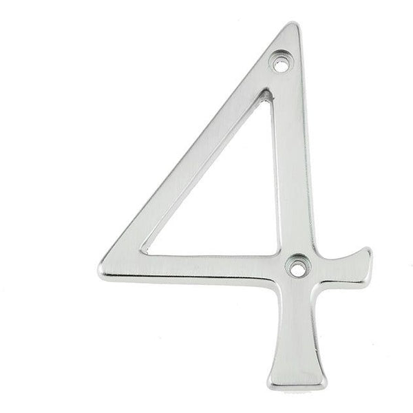 Numeral 4 - Screw Fix - 75mm - Satin Chrome - tradefit - Featured Image