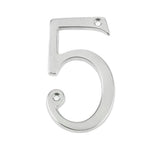 Numeral 5 - Screw Fix - 75mm - Satin Chrome - tradefit - 1