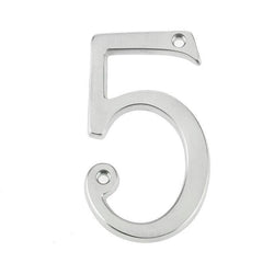 Numeral 5 - Screw Fix - 75mm - Satin Chrome - tradefit