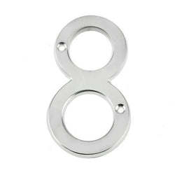 Numeral 8 - Screw Fix - 75mm - Satin Chrome - tradefit