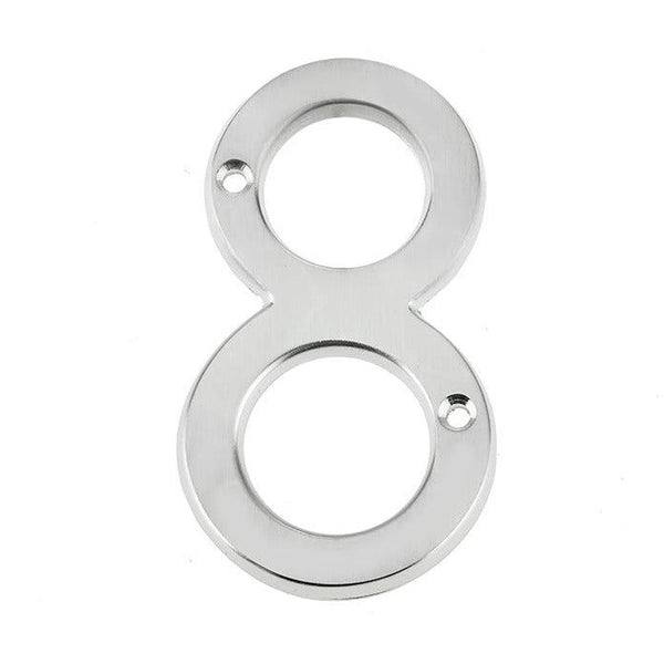 Numeral 8 - Screw Fix - 75mm - Satin Chrome - tradefit - Featured Image