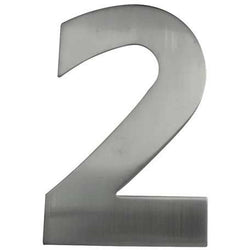 Numeral 2 - Bolt Fixing - 150mm - Satin Stainless Steel - tradefit