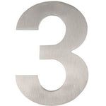 Numeral 3 - Bolt Fixing - 150mm - Satin Stainless Steel - tradefit - 1
