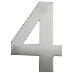 Numeral 4 - Bolt Fixing - 150mm - Satin Stainless Steel - tradefit