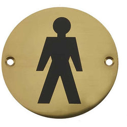 Male Pictogram Sign - 76mm - Polished Brass - tradefit