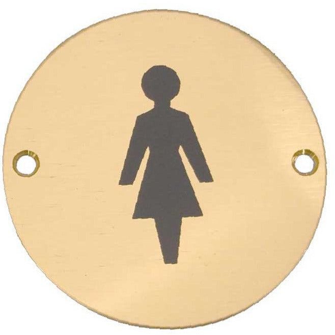 Female Pictogram Sign - 76mm - Polished Brass - tradefit