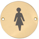 Female Pictogram Sign - 76mm - Polished Brass - tradefit - 1