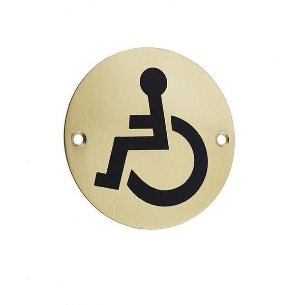 Wheelchair Pictogram Sign - 76mm - Polished Brass - tradefit - Featured Image