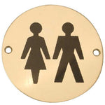 Unisex Toilet Pictogram Sign - 76mm - Polished Brass - tradefit - 1