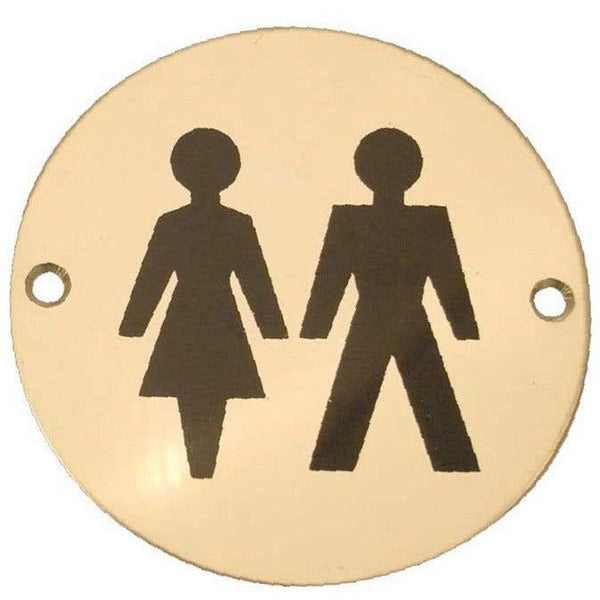 Unisex Toilet Pictogram Sign - 76mm - Polished Brass - tradefit - Featured Image