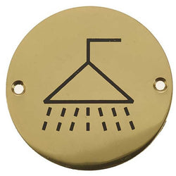 Shower Pictogram Sign - 76mm - Polished Brass - tradefit