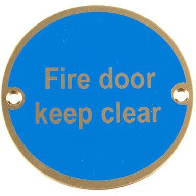 Fire Door Keep Clear Sign - 76mm - Polished Brass - tradefit - Featured Image