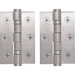 Satin Stainless Fire Door Hinges - 3 Inch/76mm - Grade 7 Steel Ball Bearing - Pack 2 - tradefit