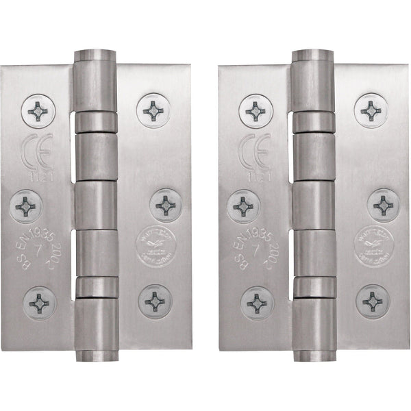 Satin Stainless Fire Door Hinges - 3 Inch/76mm - Grade 7 Steel Ball Bearing - Pack 2 - tradefit - Featured Image