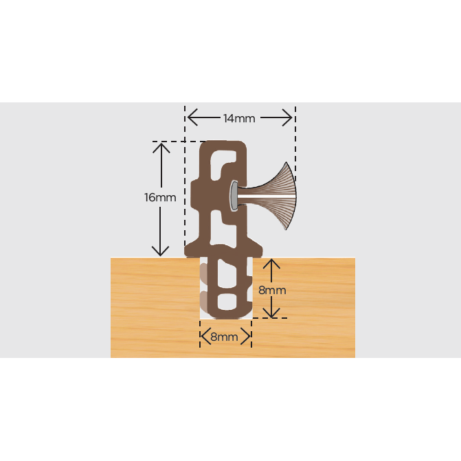 Sash Window Brush Parting Bead - White - 16mm x 3m - tradefit