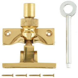 Locking Brighton Sash Fastener - 60mm - Polished Brass - tradefit