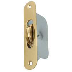 Sash Pulley Brass 40mm Roller Radius Faceplate - 118x26mm - Polished Brass - tradefit