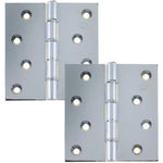 Projection Hinge Double Phosphor Bronze Washered - 102x102x3mm - Polished Chrome - tradefit - 1