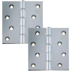 Projection Hinge Double Phosphor Bronze Washered - 102x102x3mm - Polished Chrome - tradefit